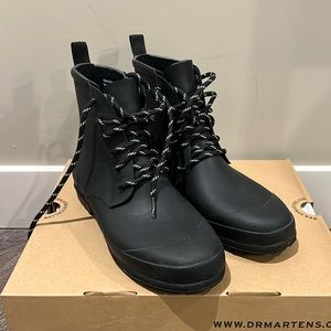 New Madewell Lace Up Lugsole Rain Boot Black